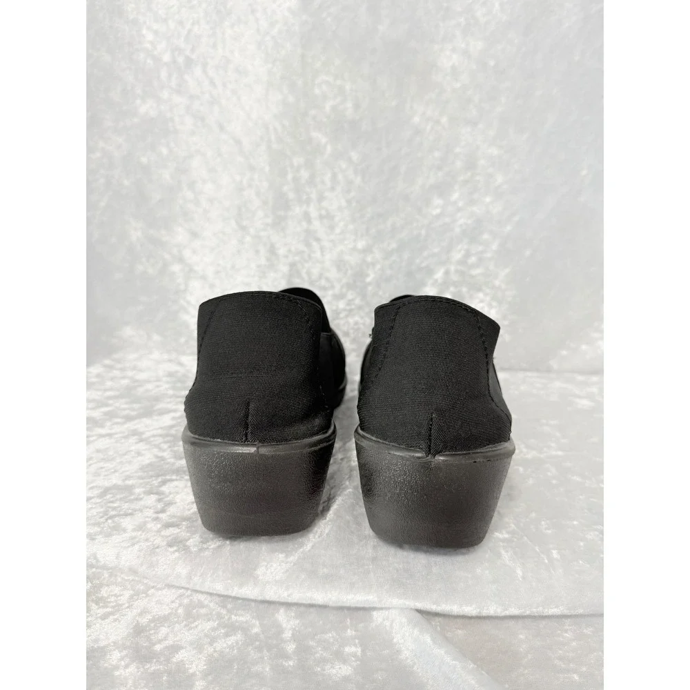Easy Street Comfort Wave Womens Black Fabric Slip On Low Wedge Loafers Size‎ 10